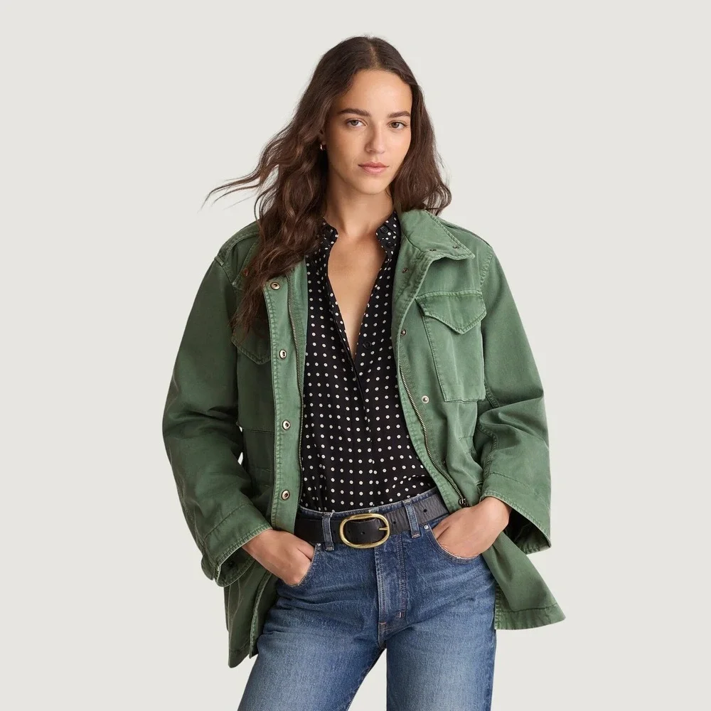 NEW Madewell Oversized Field Jacket Womens M Army Green Military Utility